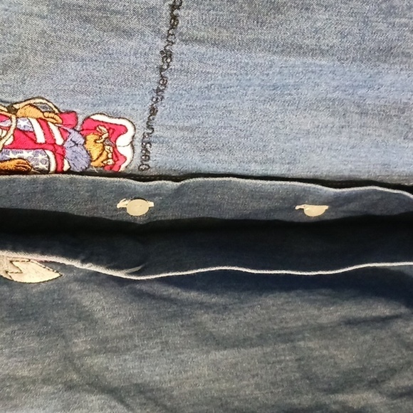 Vintage Segrita by Emmanuel Schvili Tom and Jerry Embroidered Denim Top, Size L - Picture 4 of 9